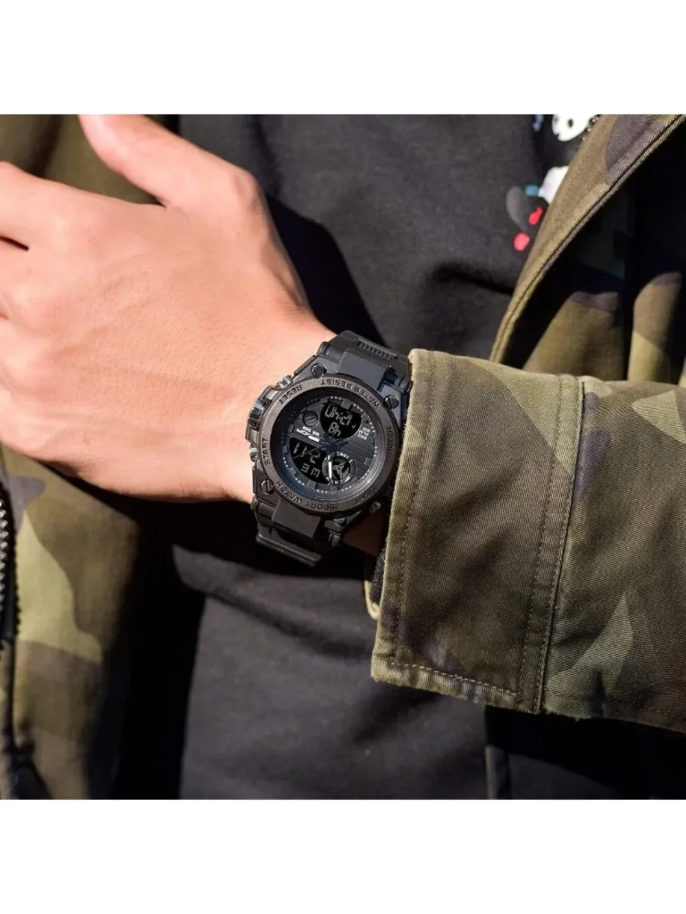 Men's Black Analog Quartz Sport Outdoor Waterproof Military LED Digital Watch